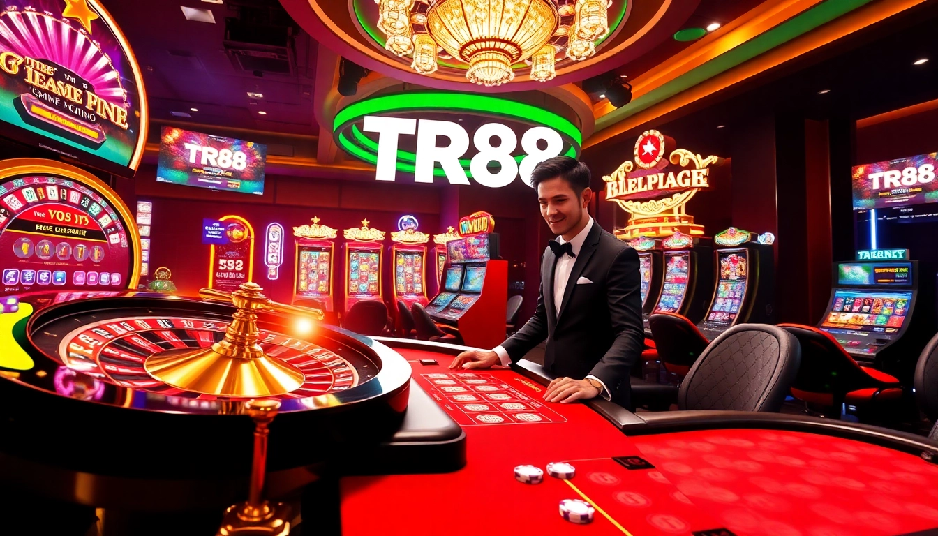 Join the excitement at TR88 with dynamic gaming visuals at a virtual casino table.