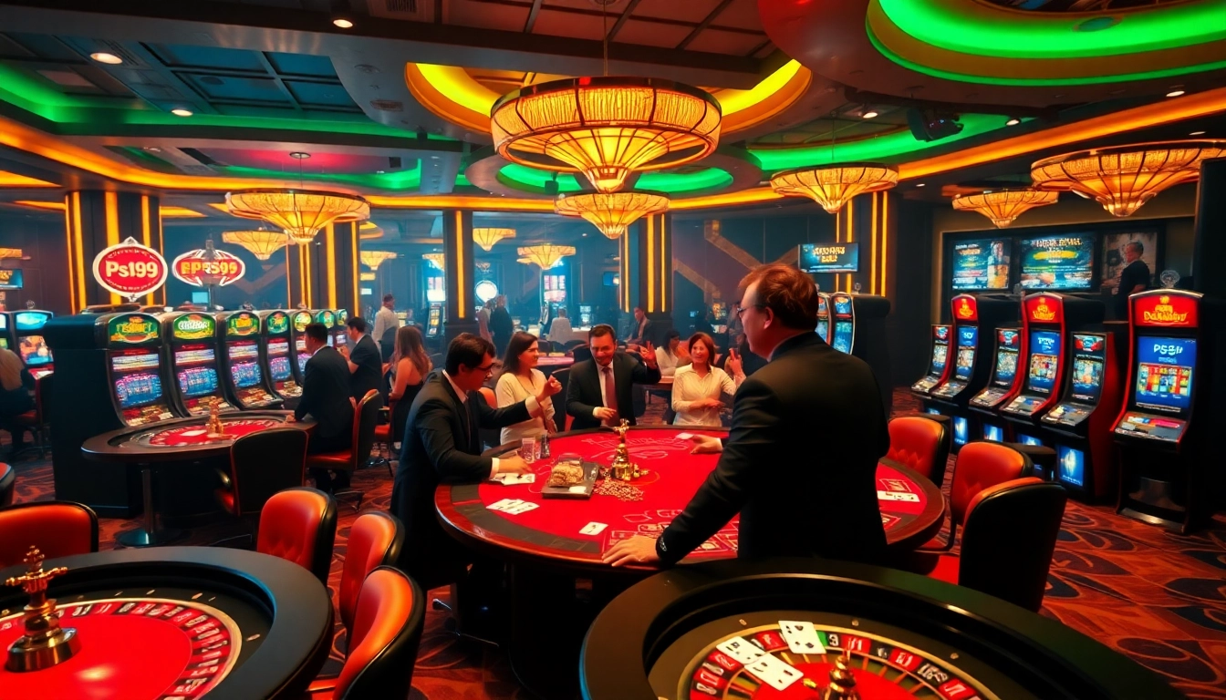 Experience high-stakes gambling thrills at PS99's glamorous casino scene with vibrant gaming tables.
