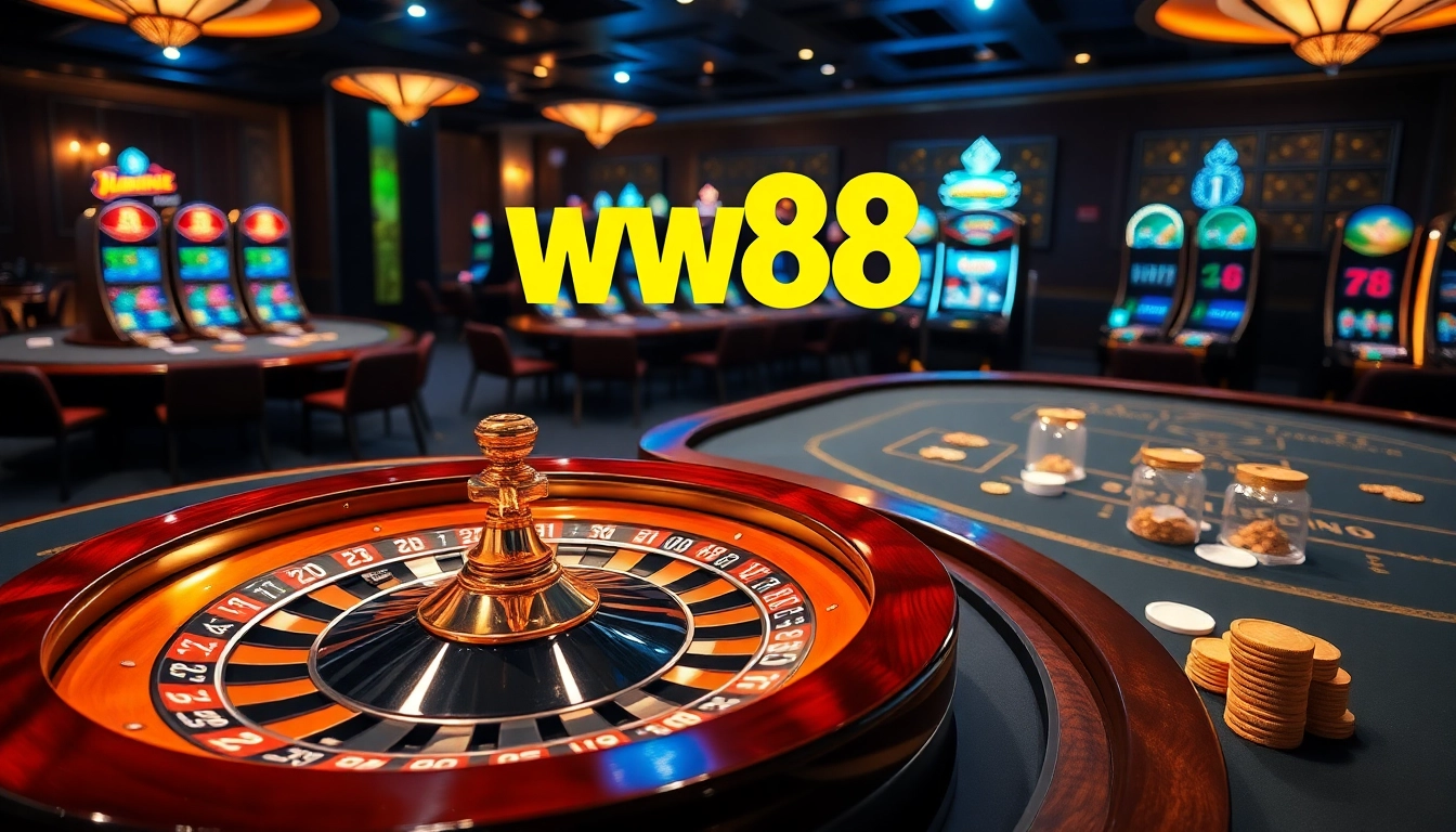 Engage with top-tier ww88 casino action at an elegant roulette table with chips.
