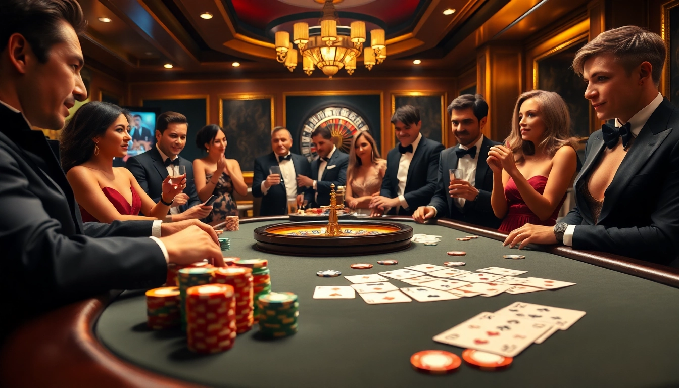 Players engaging in a thrilling poker game at the casino, highlighting okking strategies and excitement.