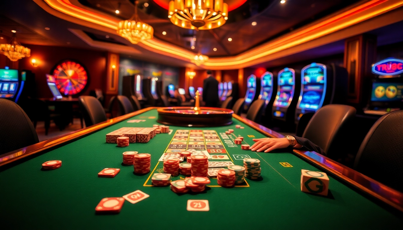 Engaging gamblers at TR88 casino table with dynamic gameplay and vibrant chips.