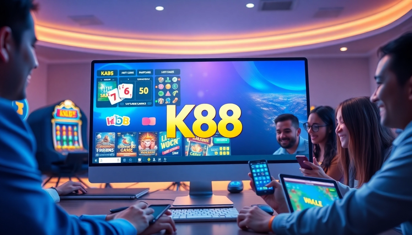 K88 gaming platform interface showcasing excitement in online gambling.