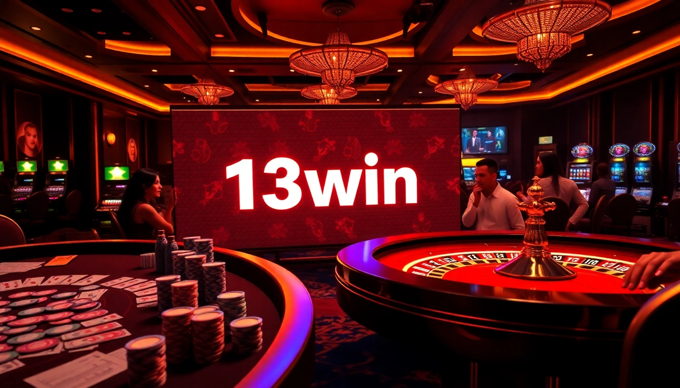 Gamblers enjoying a dynamic gaming experience at 13win's online casino with vibrant tables and thrilling gameplay.