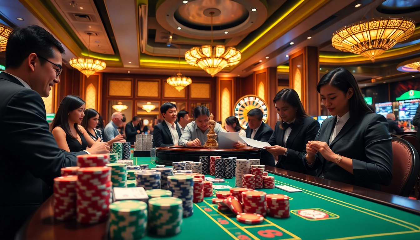 Betting excitement at Kèo Bóng Đá station with engaged gamblers analyzing odds.