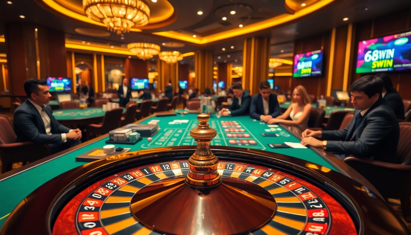 Experience the thrill of 68WIN with professional players at a vibrant casino table.