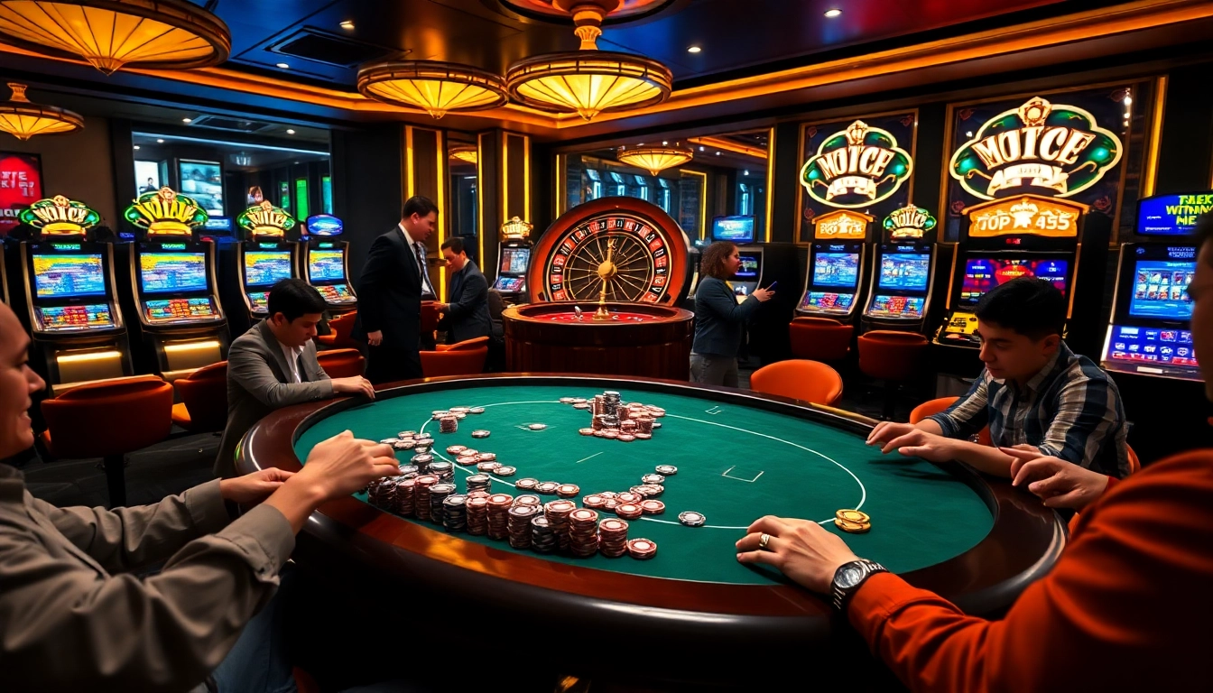 Engaged players enjoying the excitement of Trang Chủ GOD55 at a luxurious poker table.
