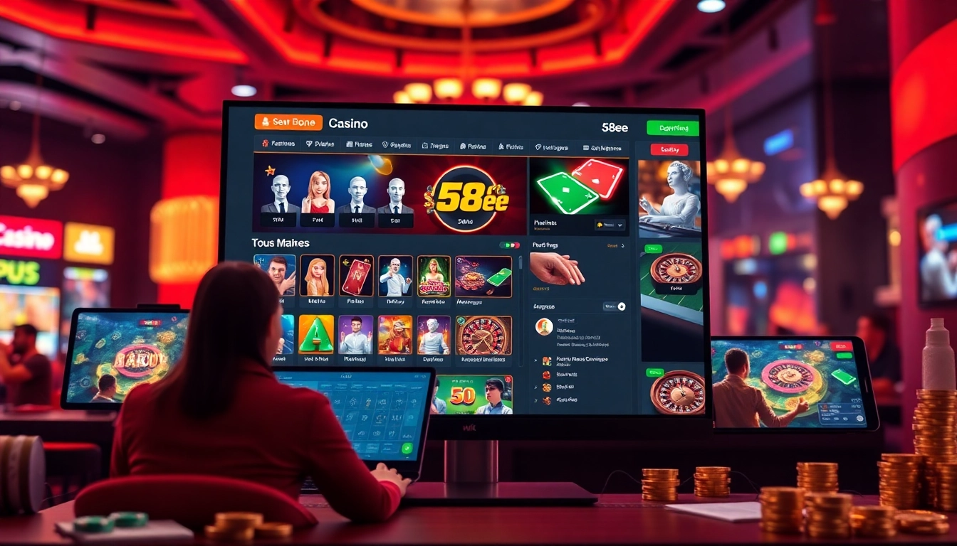 Experience the excitement of 58ee, the trusted online casino platform showcasing diverse games and interactive interfaces.