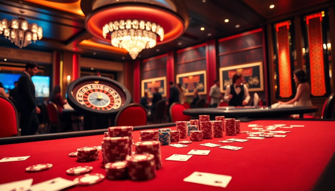 Engage in high-stakes gambling at S8's luxurious casino tables surrounded by vibrant chips and elegant decor.