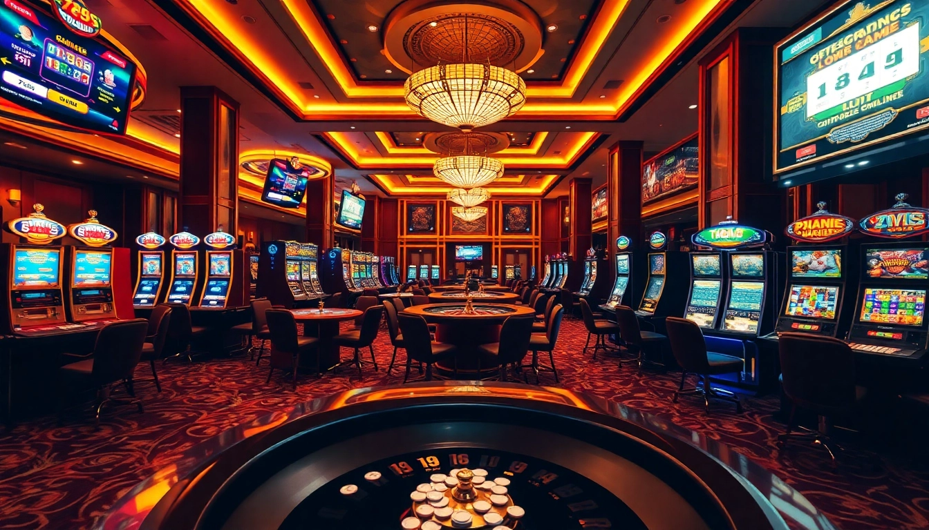 Experience high-stakes gaming at 789CLUB with vibrant casino tables and slot machines.
