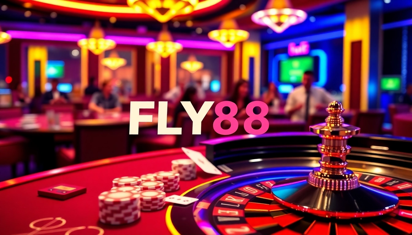 Experience the excitement of winning at FLY88 with luxurious casino tables and vibrant games.
