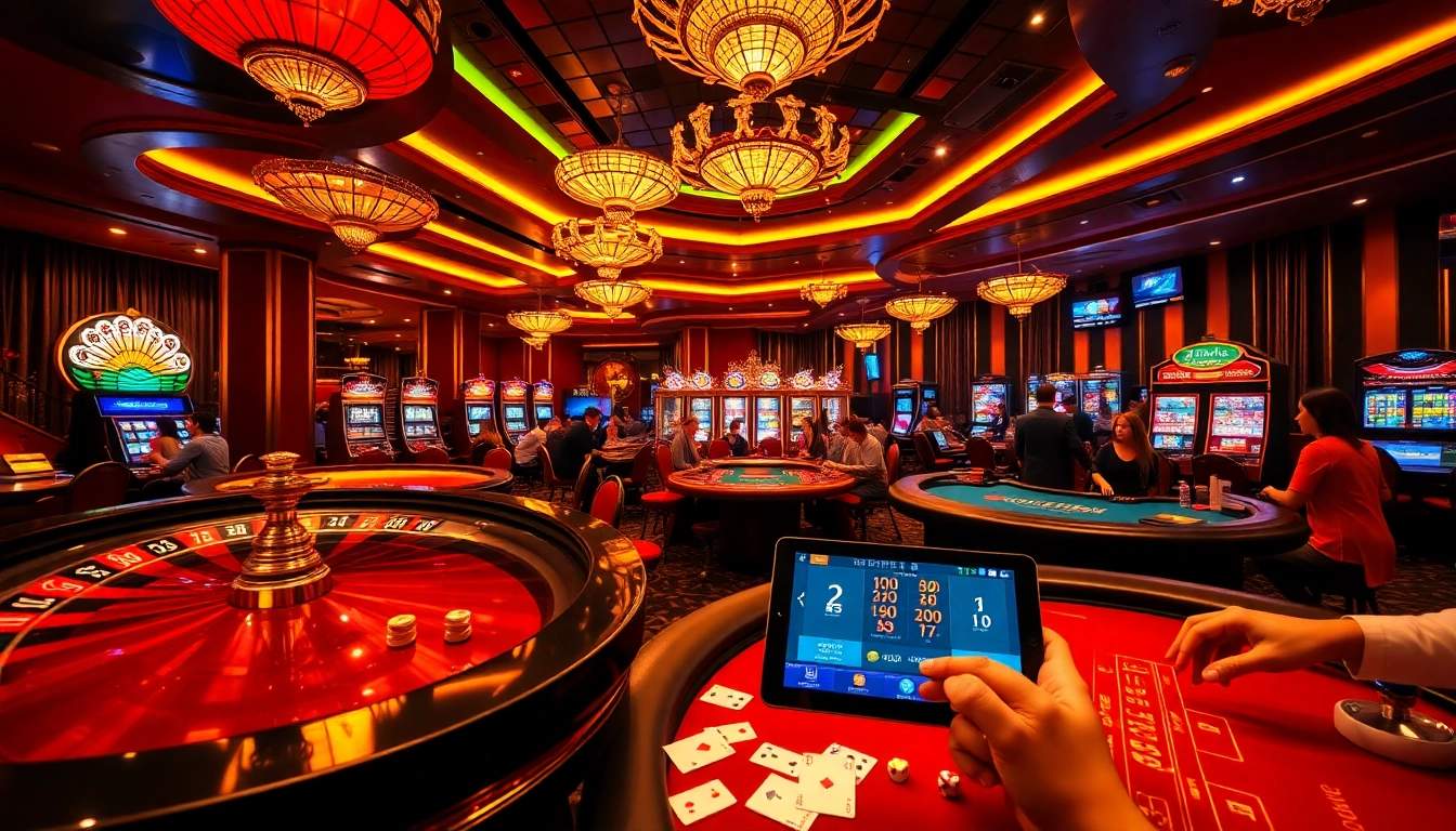 Gamblers enjoying high-stakes excitement at NOHU90 casino tables with roulette and slots.