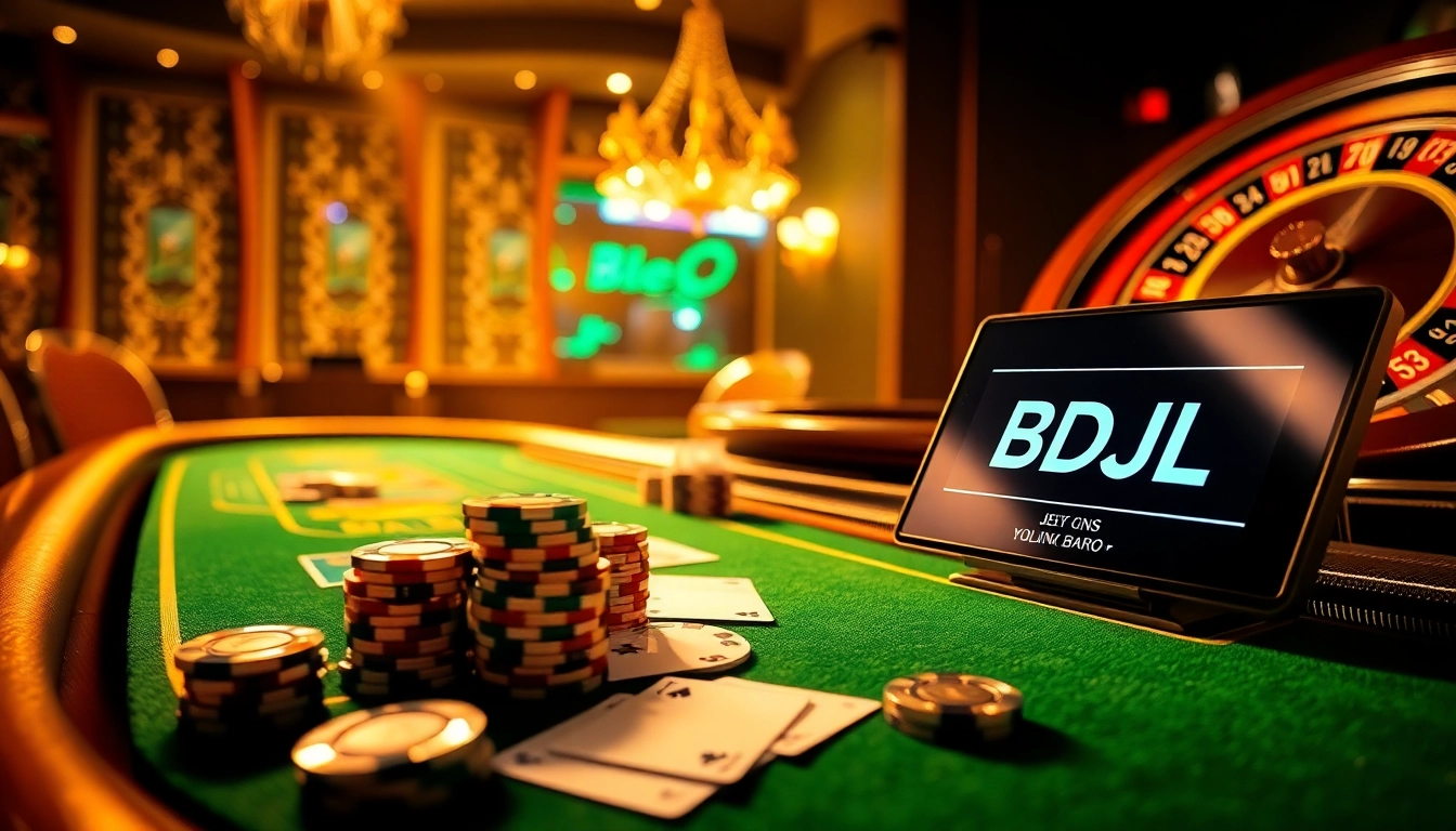 Experience thrilling gameplay at BDJL casino with poker tables and roulette wheels, embodying luxury gaming.