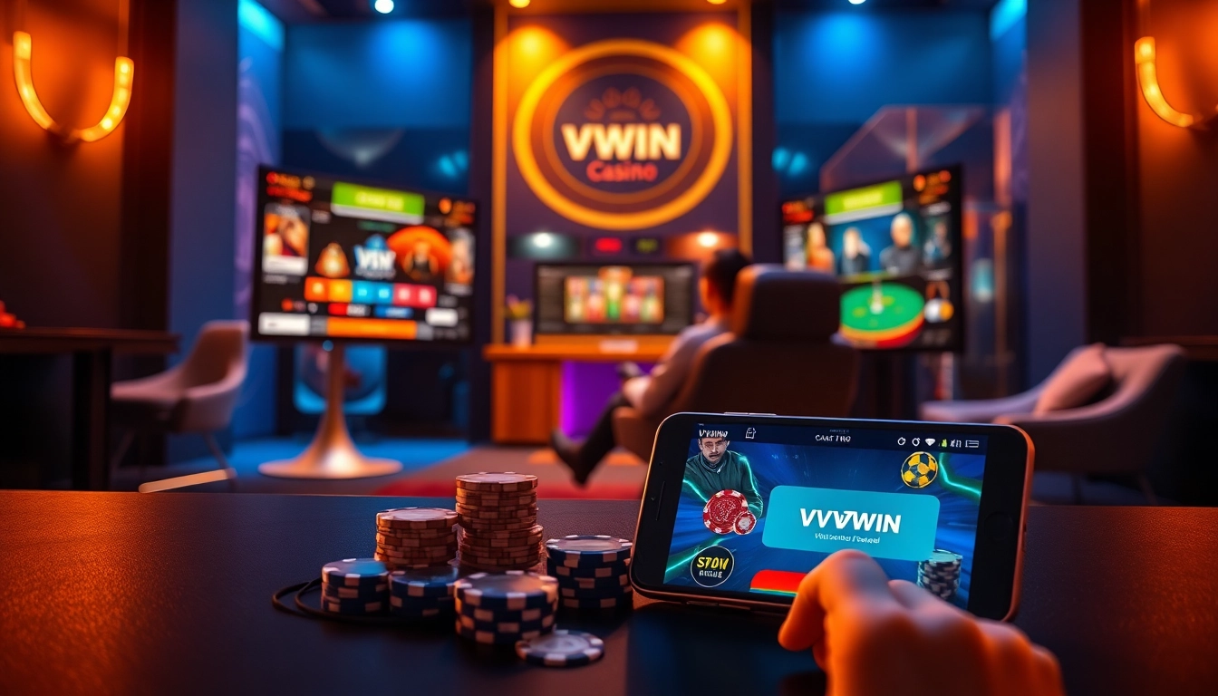 Experience the exciting world of VVVWIN with a modern gaming setup showcasing casino games and the VVVWIN app.