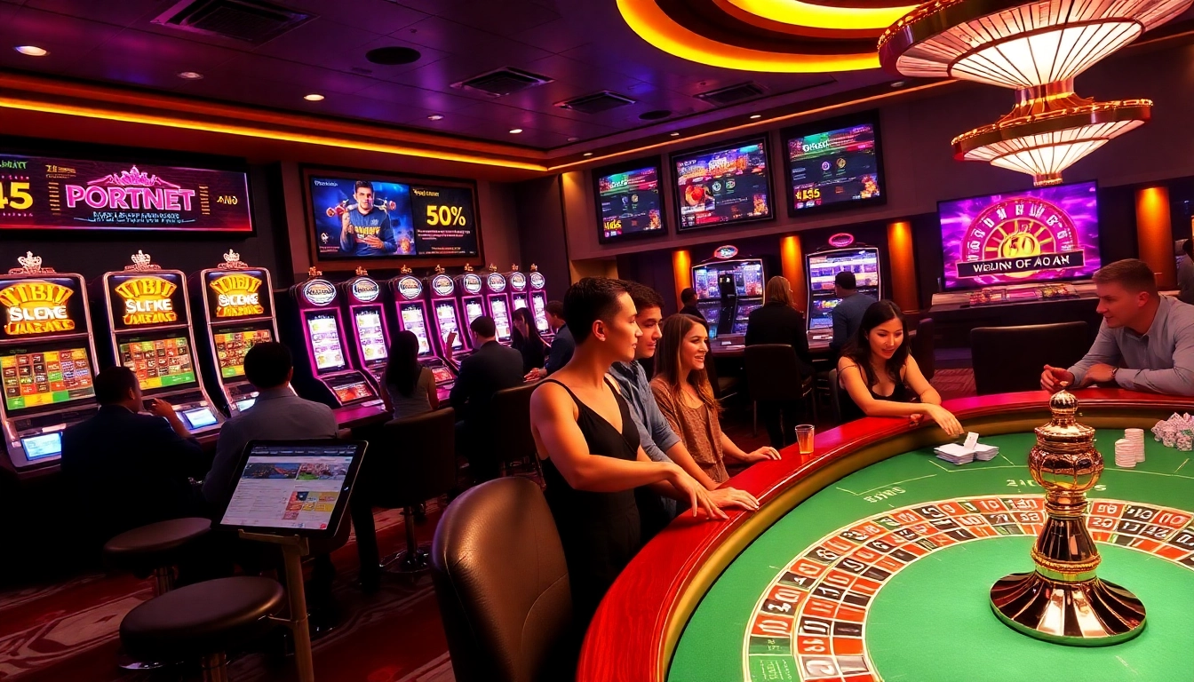 Experience thrilling betting action at https://77ball.org/ with slot machines and poker tables illuminated in luxury.