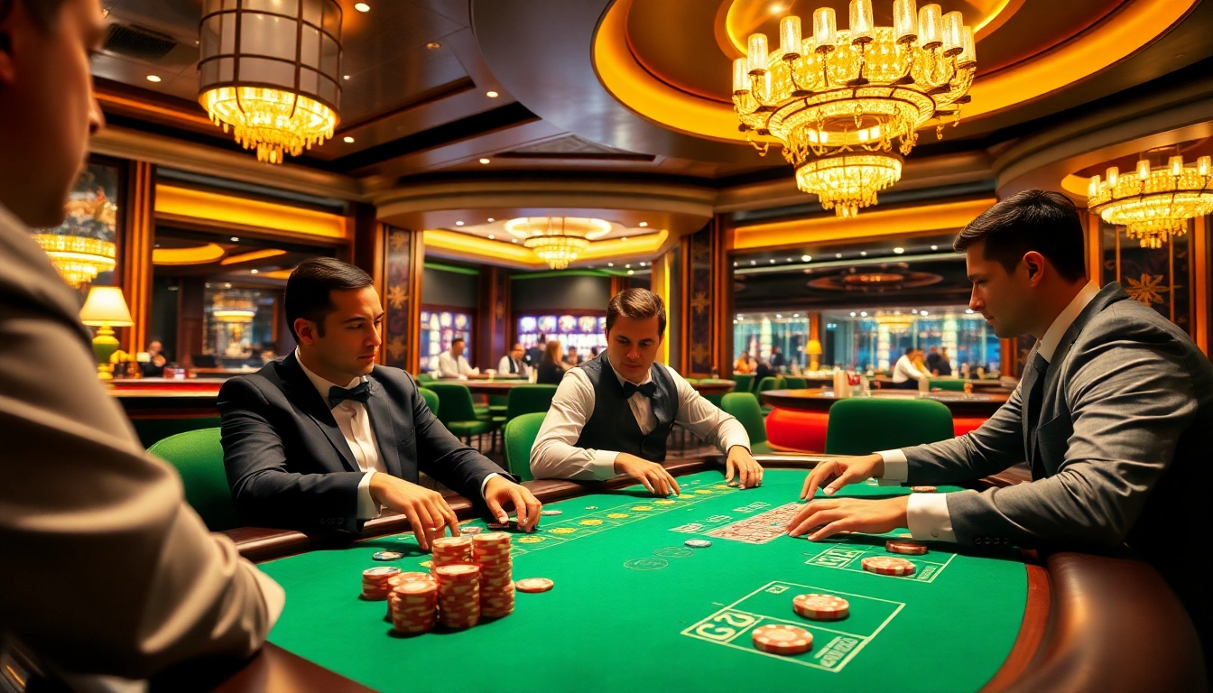 Engaging in a thrilling poker game at max88's luxurious casino with vibrant visuals.