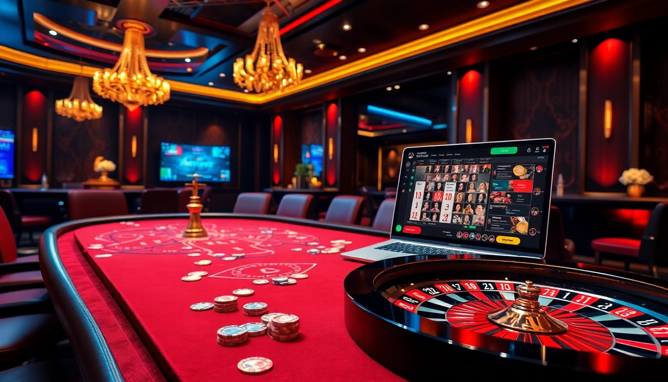 Players enjoying a dynamic game at Rikvip casino, with poker chips and vibrant roulette wheel.