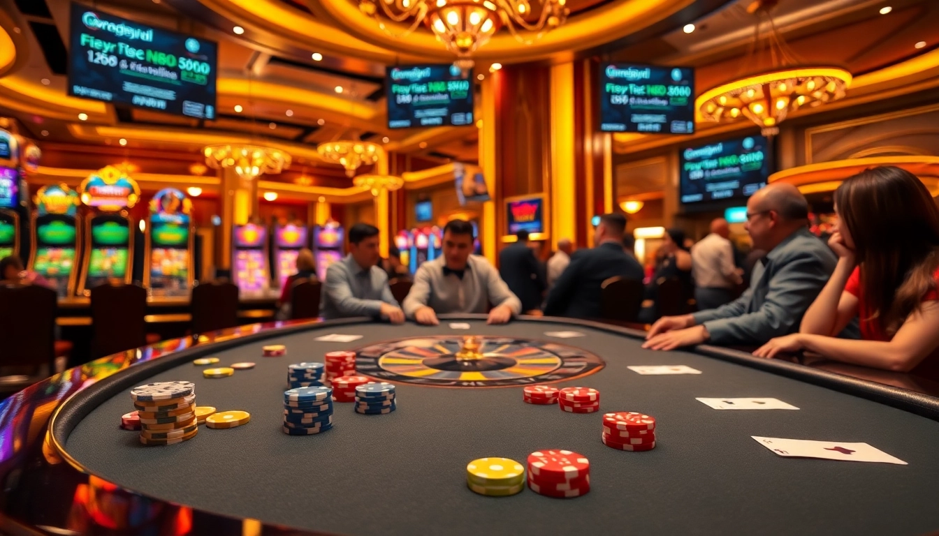 high-stakes poker game scene featuring vibrant elements from https://nk88.boo/ with exciting casino action.