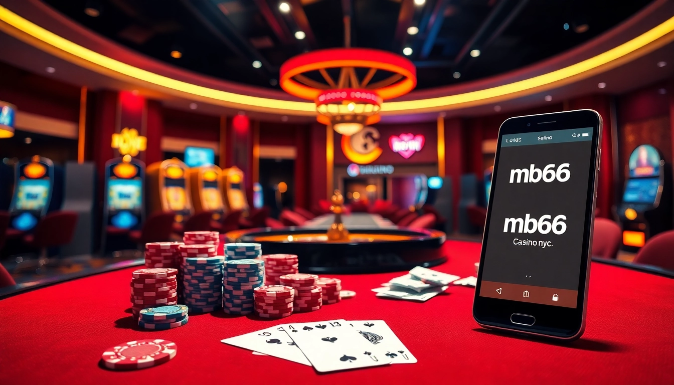 Experience the thrill of high-stakes gaming at mb66.nyc with vibrant casino elements.