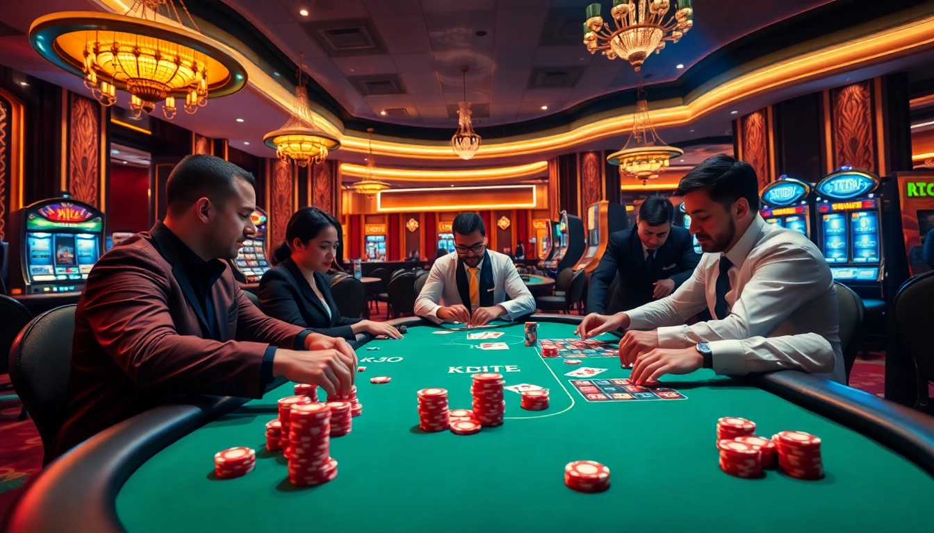 Engage with KJC poker strategies in a vibrant casino setting.
