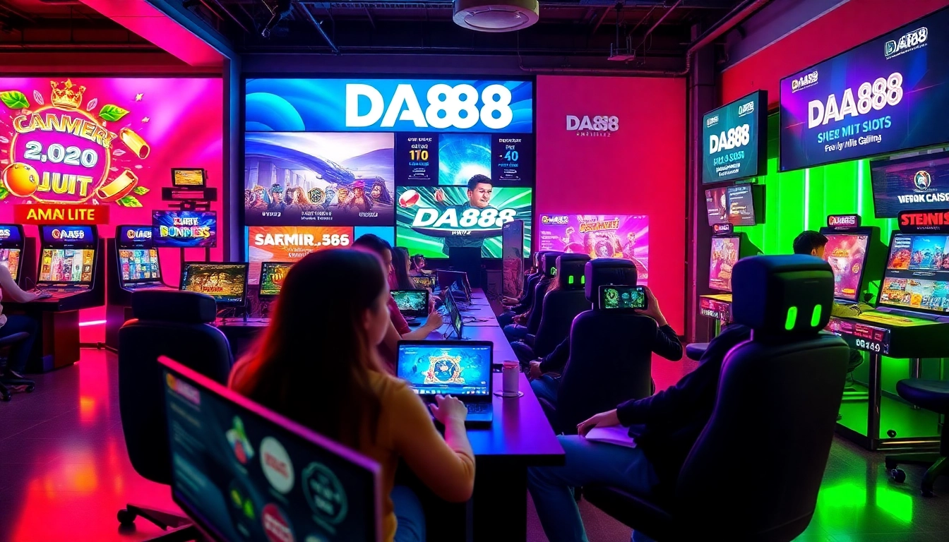 Exciting gaming experience at DA88 showcasing players, vibrant games, and thrilling promotions.