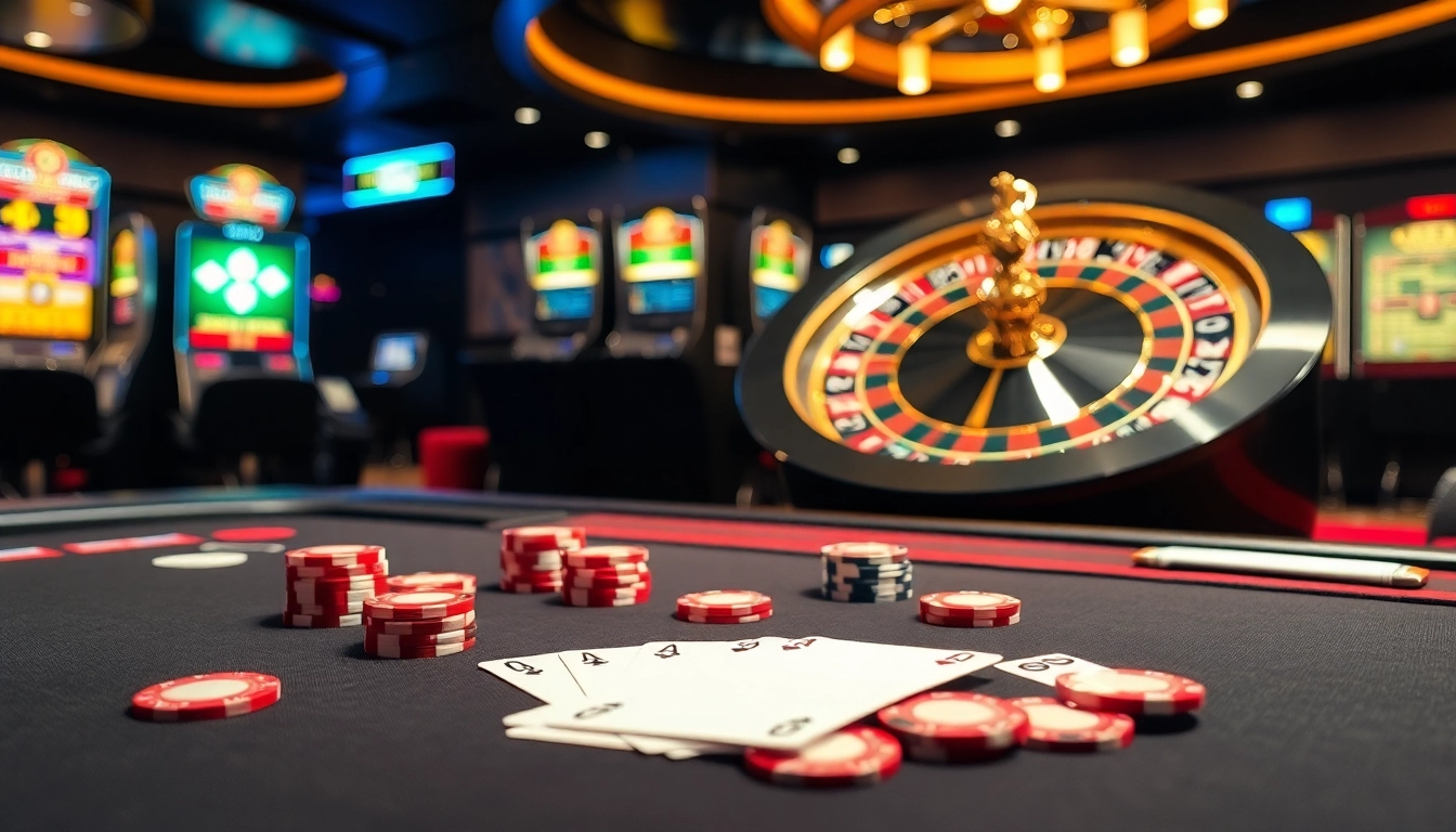 Experience thrilling gameplay at rikvip.gb.net with professional gaming setups and vibrant casino elements.