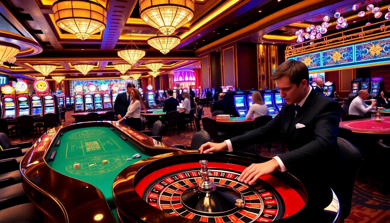 Experience the thrill of 78win vip at a luxurious casino, featuring vibrant tables and exciting gameplay.