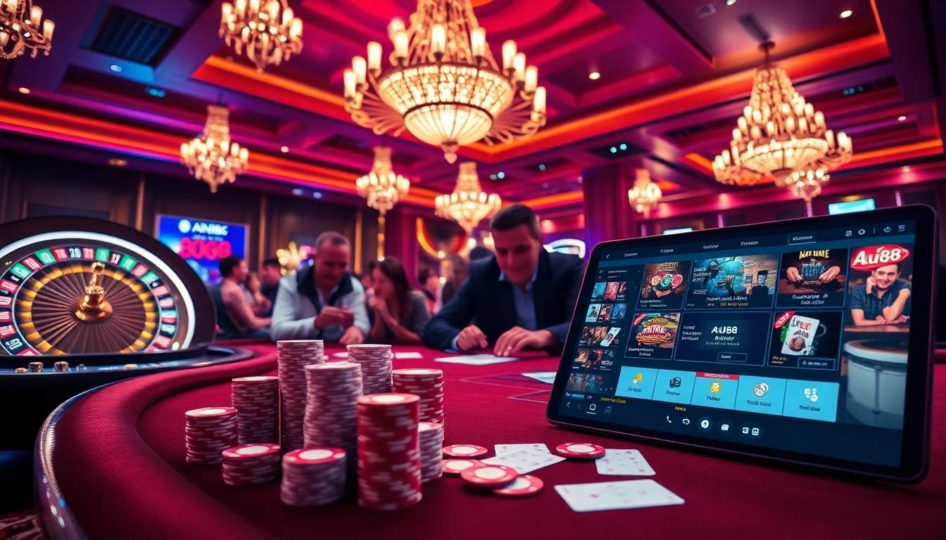 Players engaging at an exciting poker table while experiencing the thrill of au88 gaming.