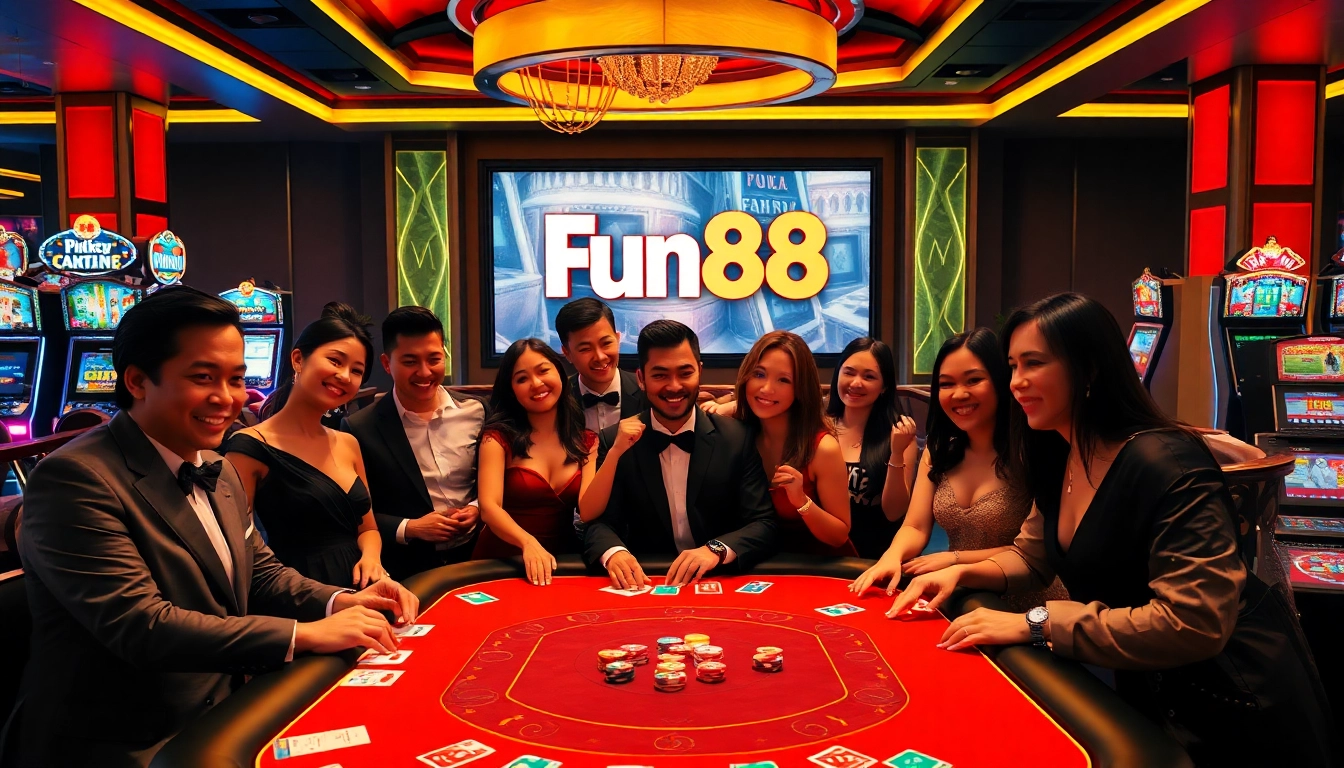 Engage with fun88 at a vibrant casino table, featuring epic gameplay and stylish dealers.