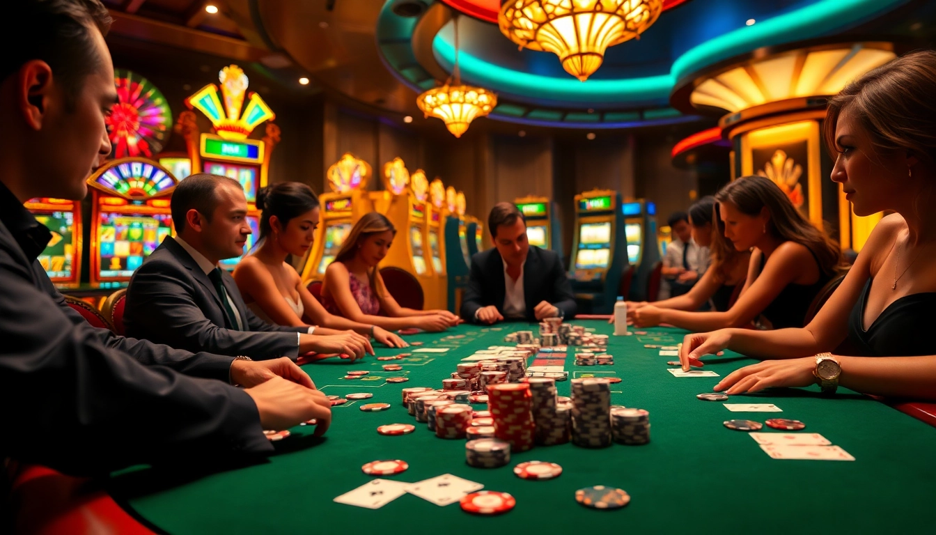 Players enjoy high-stakes poker at a 789win vip table in a luxurious casino setting.