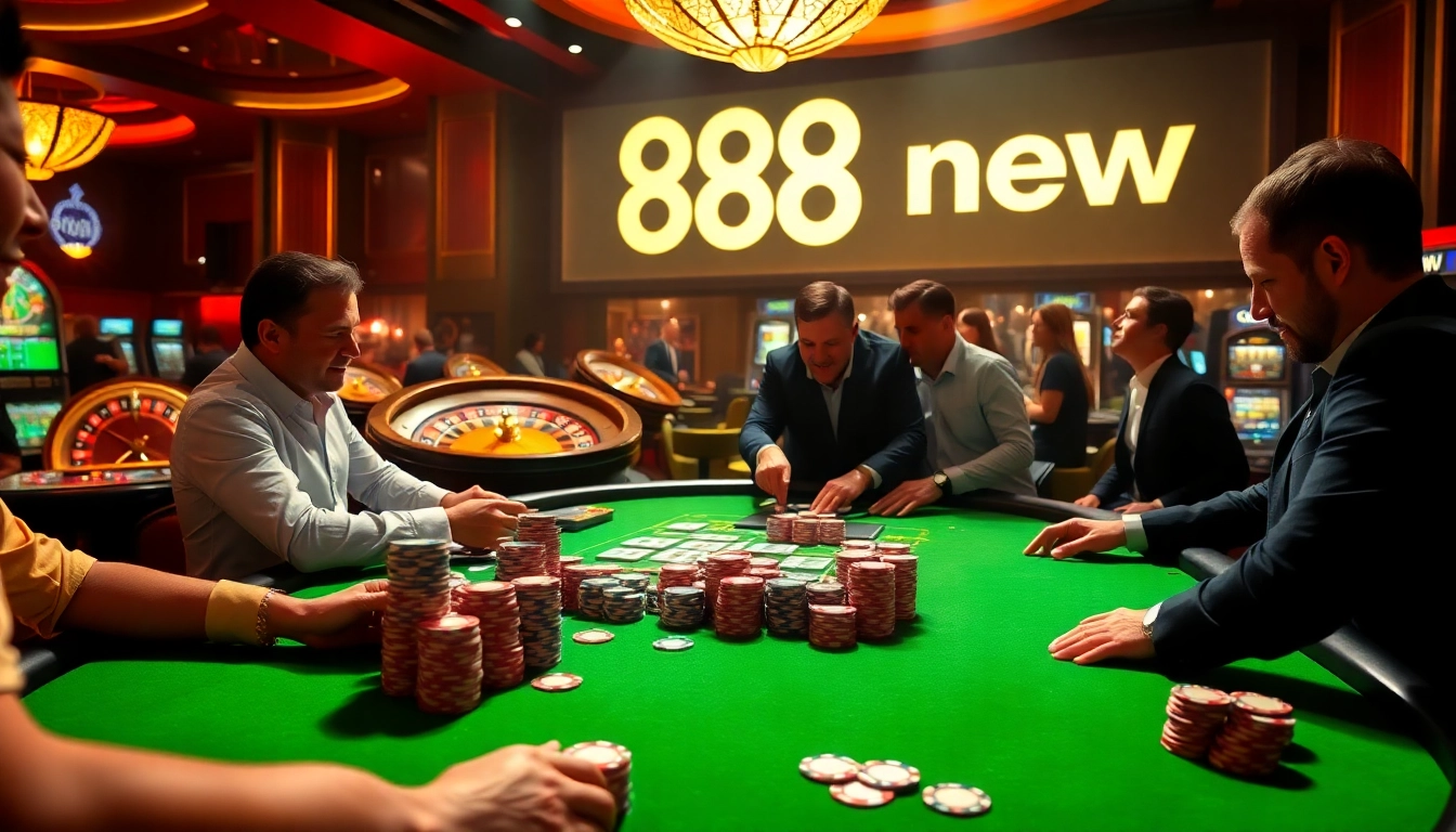 Players engaging at a vibrant casino table, showcasing 888new excitement and strategy in action.