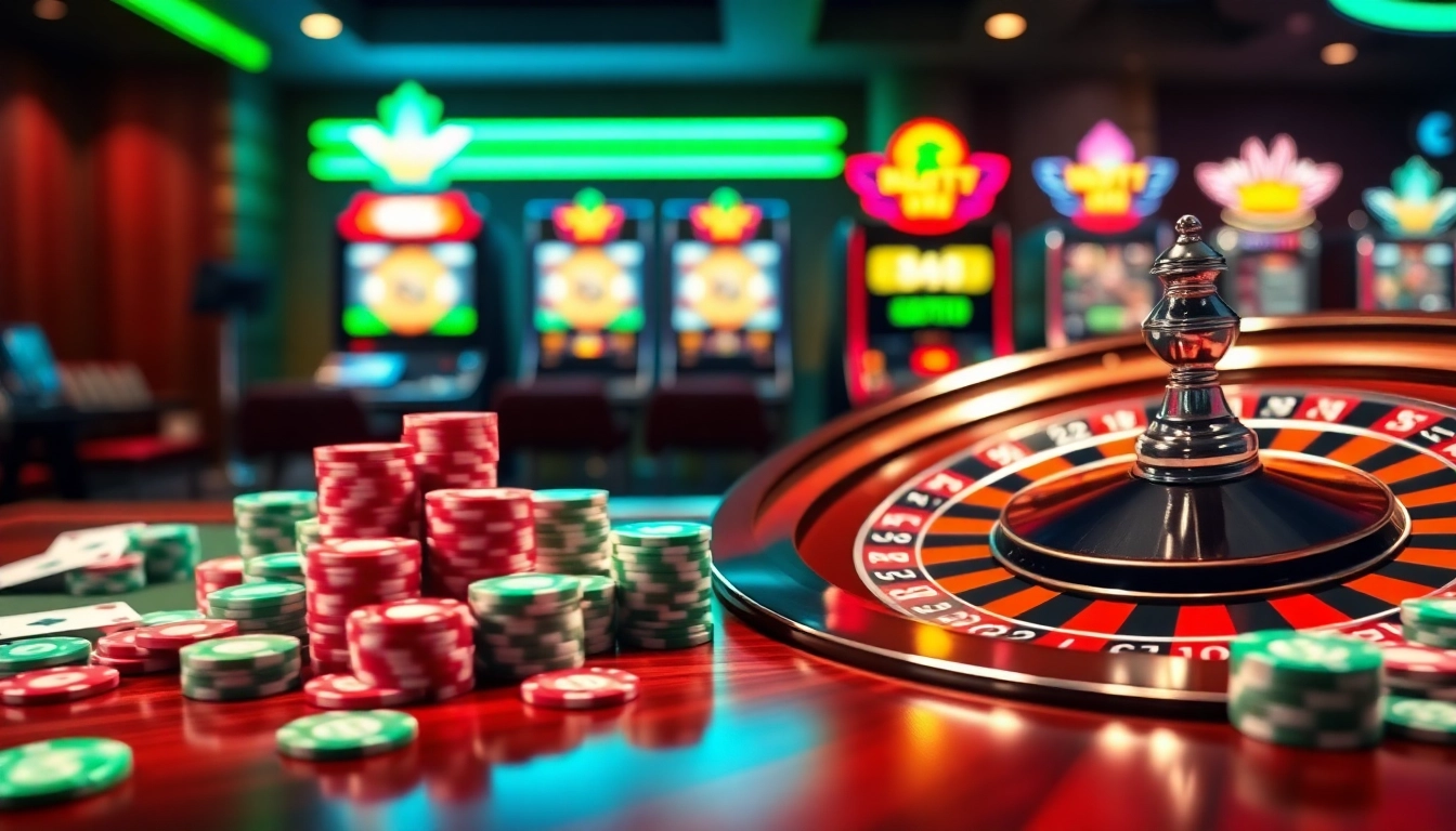 Experience the thrill of online gambling at https://hu88u.com/ with vibrant casino scenes and exciting games.