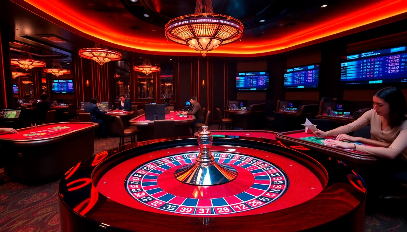 Experience the thrill of Lode88 online gambling with vibrant roulette tables and excited players.