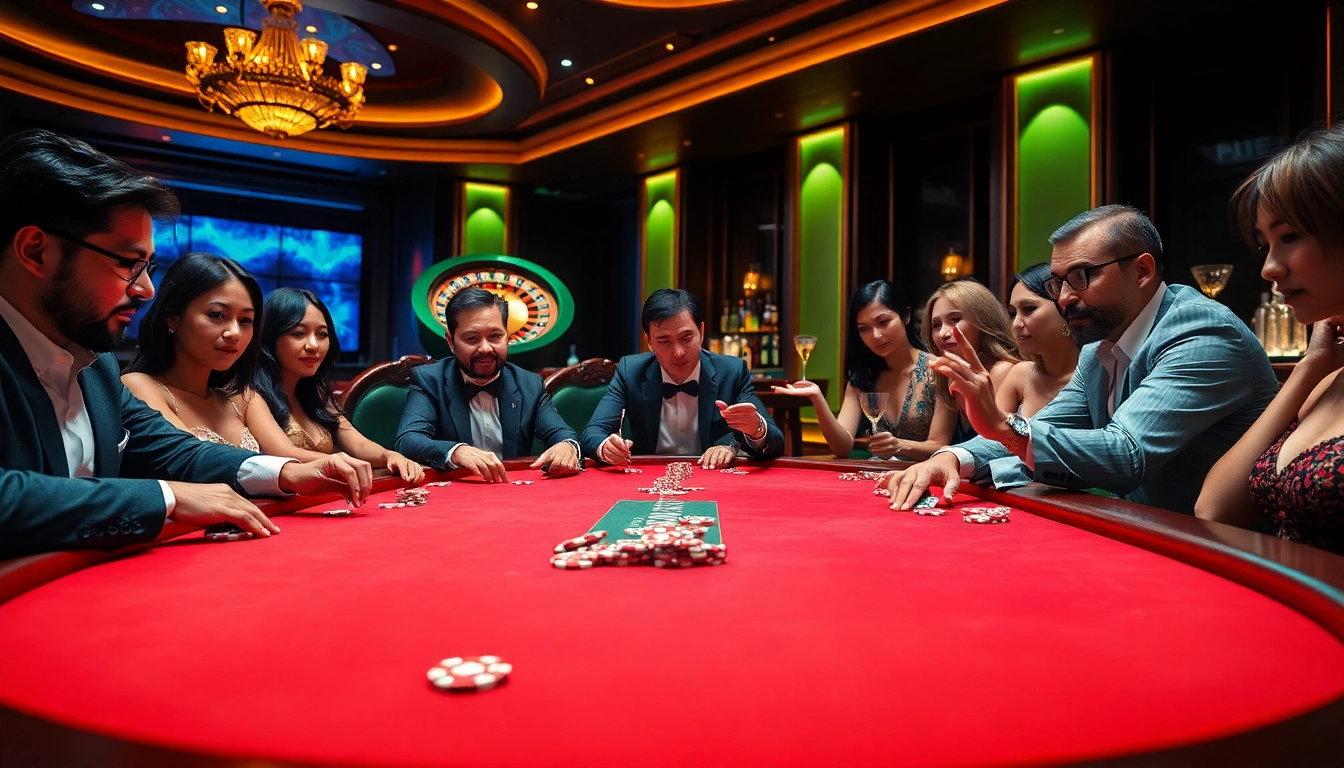 Experience the thrill of poker at https://88vv.media/ in a vibrant casino setting with intense players and rich decor.