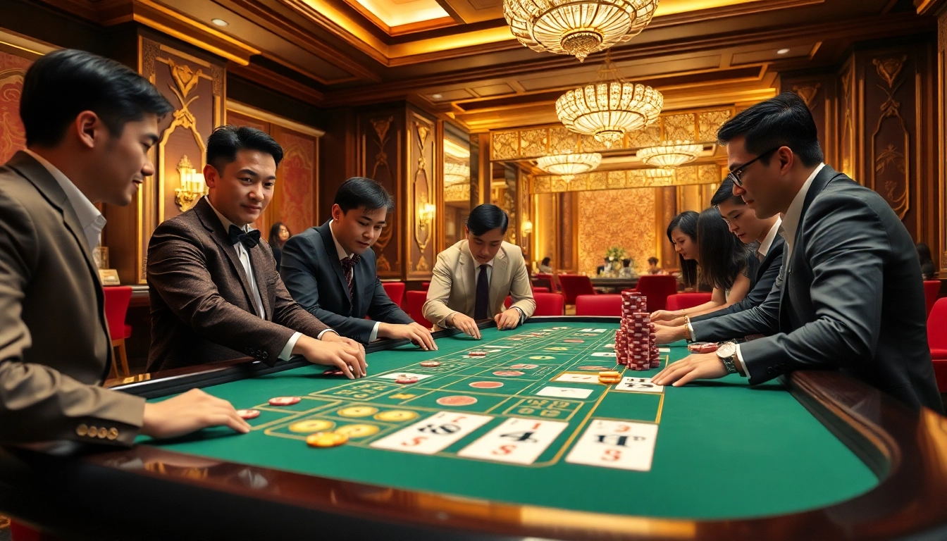 Xóc Đĩa online gaming action at https://xocdias.com.co/ with professional players at a traditional casino table.