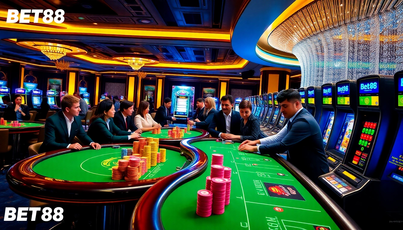Engage in the excitement of online gambling with BET88's vibrant casino atmosphere.