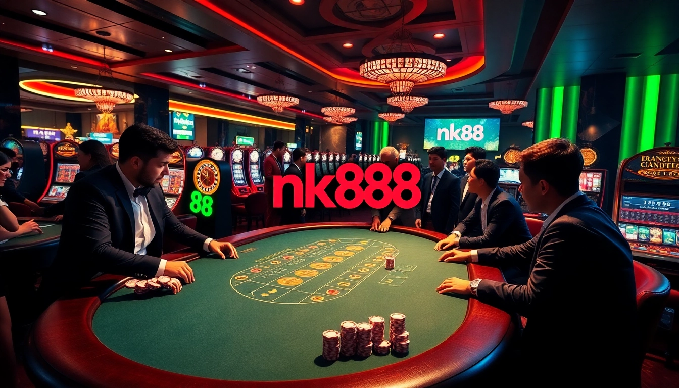 Engage with nk88 bio at an upscale blackjack table in a dynamic casino environment.