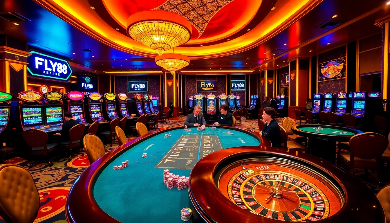 Experience the excitement of FLY88 casino games with vibrant tables and thrilling action.
