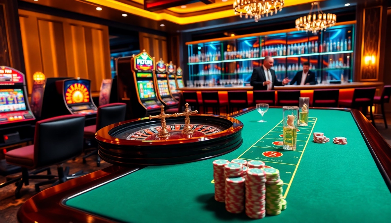 Experience vibrant casino excitement at HBBET with roulette, slots, and poker action.