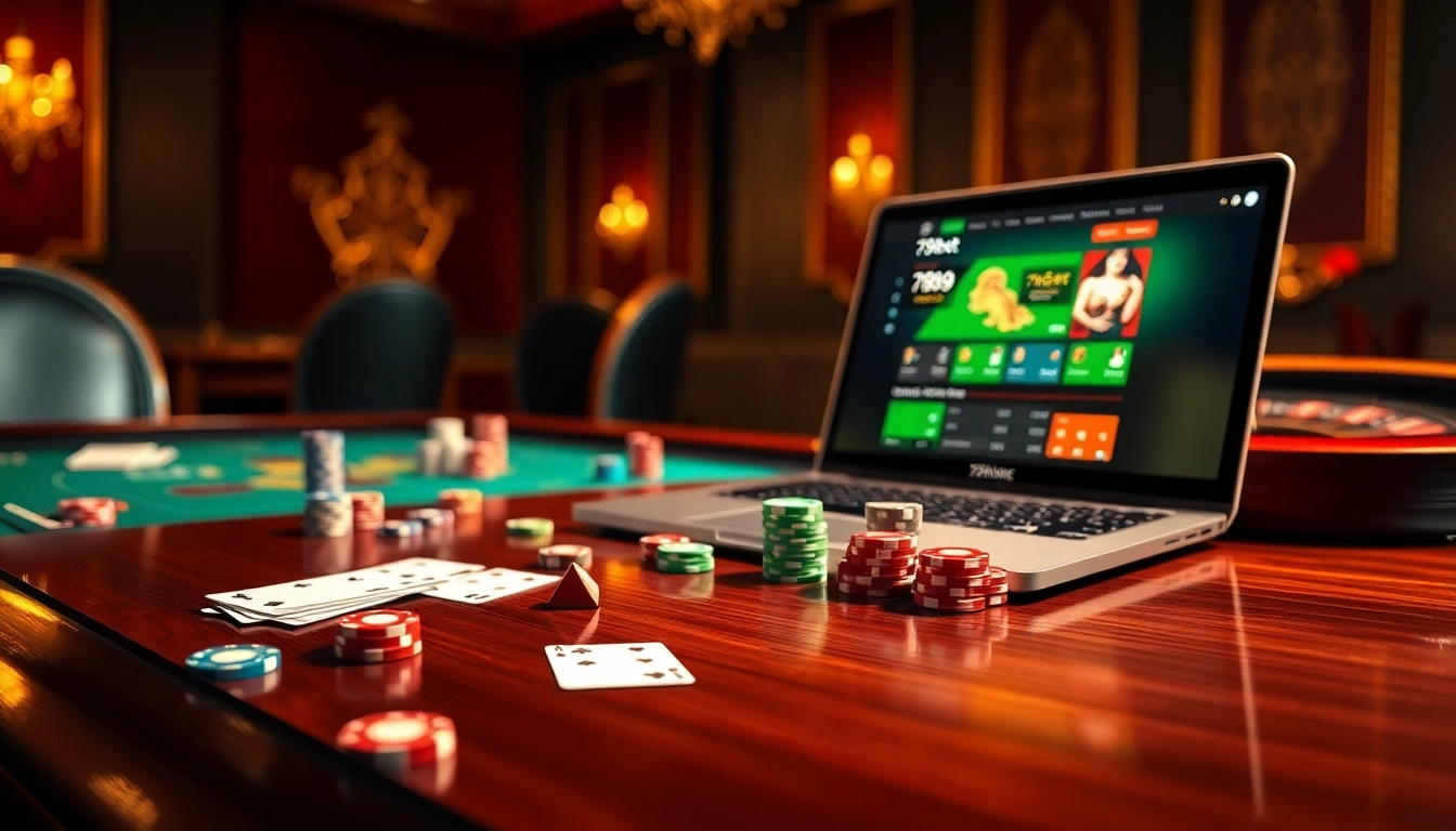 Play poker at a stylish table while exploring 789bet's online casino interface.