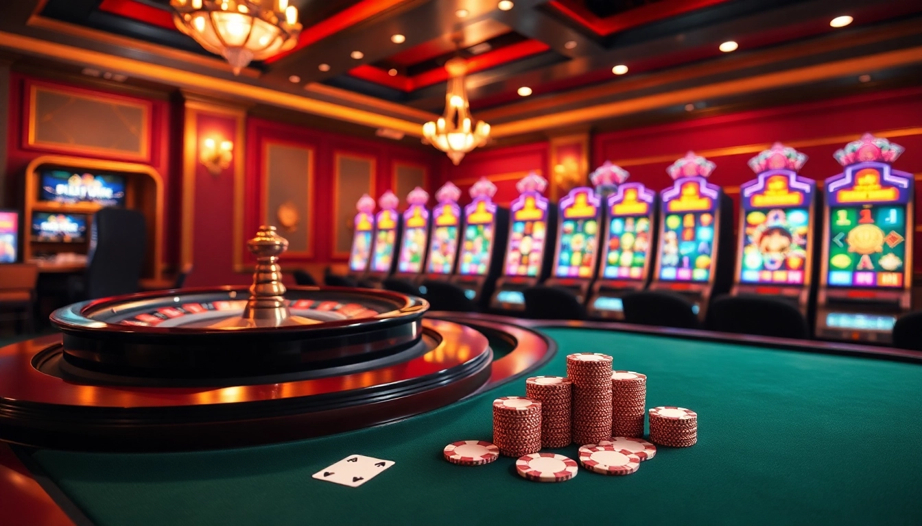 Experience the excitement of https://suncity.one/ with a vibrant casino scene featuring poker tables and roulette wheels.