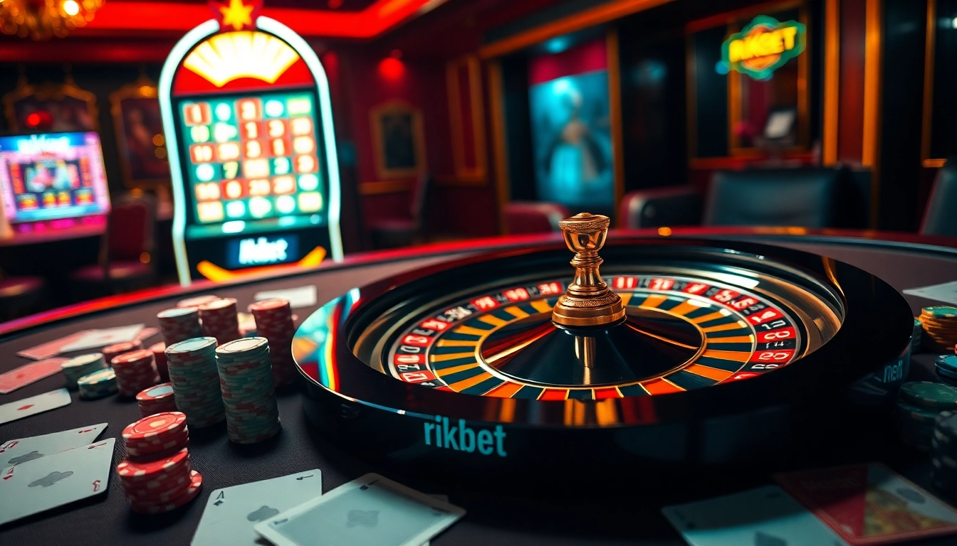 Place your bets at rikbet's luxurious casino, featuring vibrant gaming elements and an exciting atmosphere.
