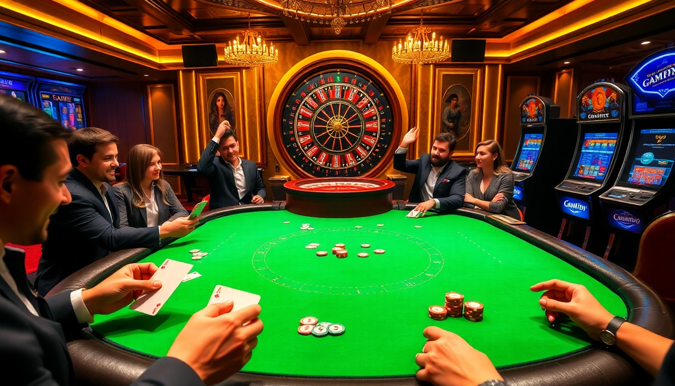Experience the thrill of online gambling at https://789winco.com/ with a high-stakes poker game and vibrant casino elements.