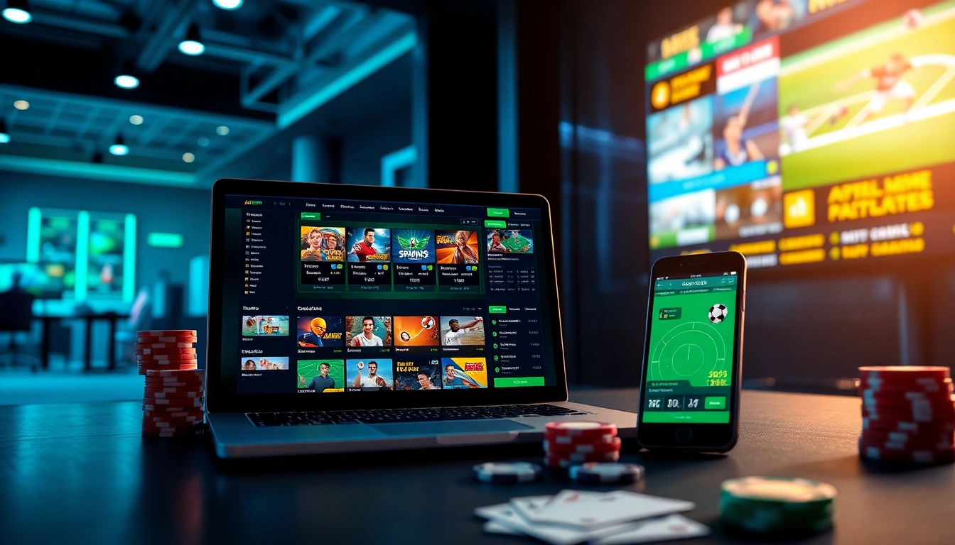 Engaging visual of ABC999 online betting platform showcasing diverse games in a modern digital casino setup.