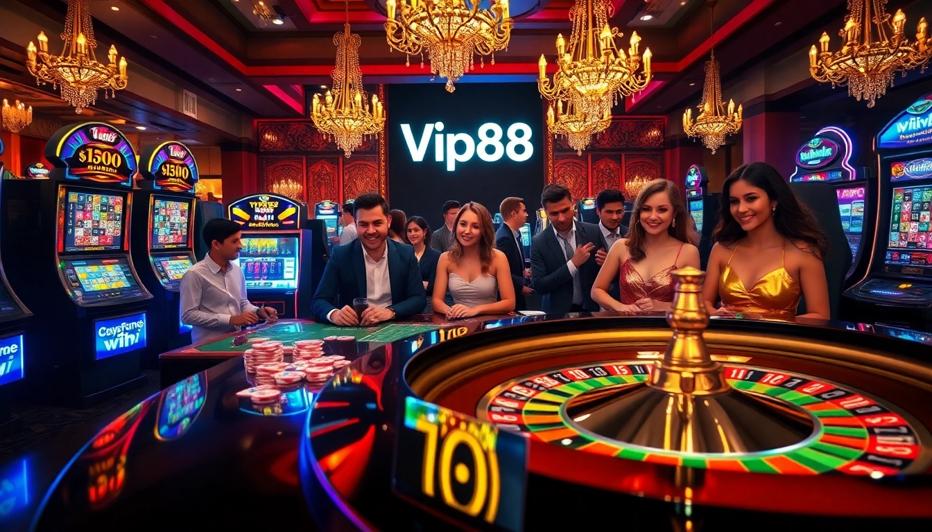 Experience the thrill of Vip88 with dynamic roulette and vibrant slot machines creating excitement.