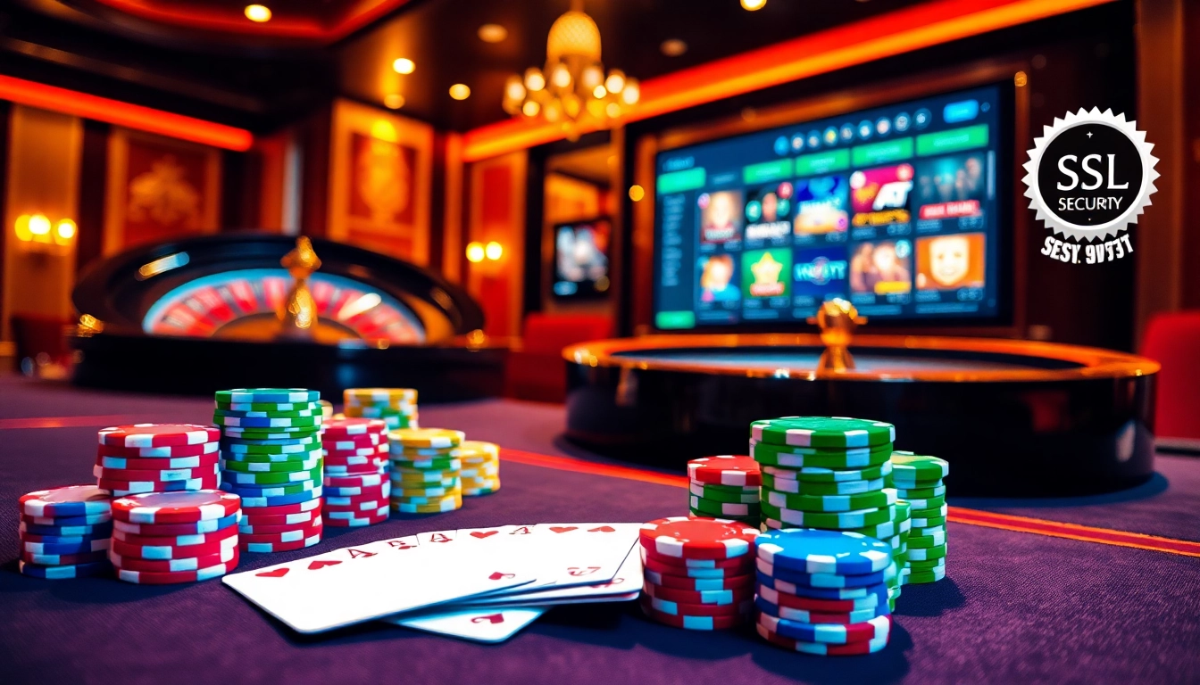 Engage in thrilling online games at https://rr88it.com/ featuring exciting casino elements like poker chips and roulette wheels.