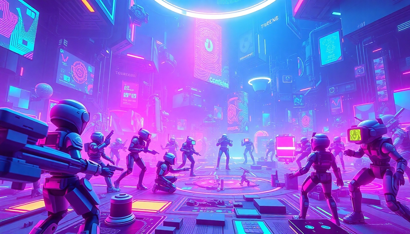 Game AI characters demonstrating advanced behaviors in a vibrant digital landscape.