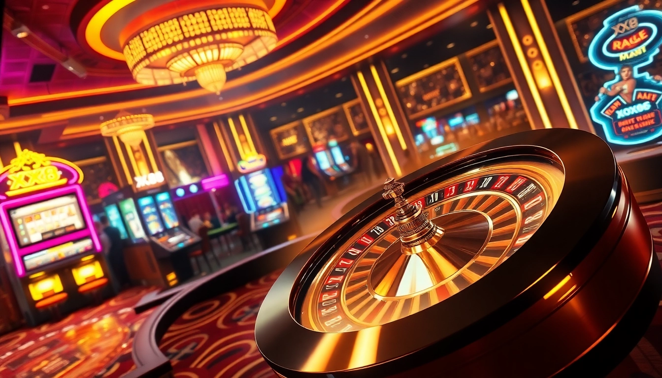X88 themed luxury casino environment with roulette, poker chips, and slot machines in action.