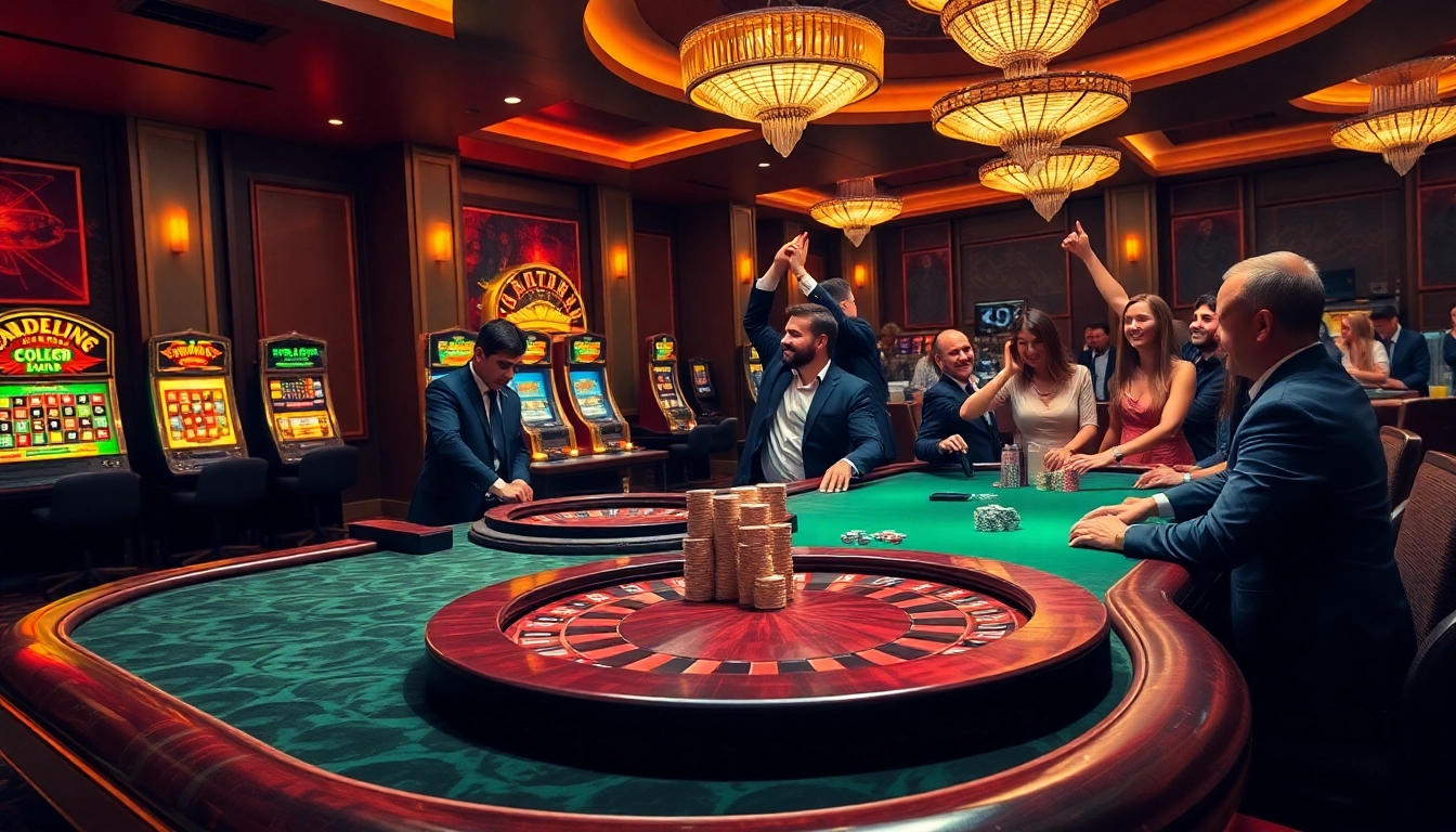RR88 casino scene showcasing poker chips and a roulette wheel in an exciting gaming atmosphere.