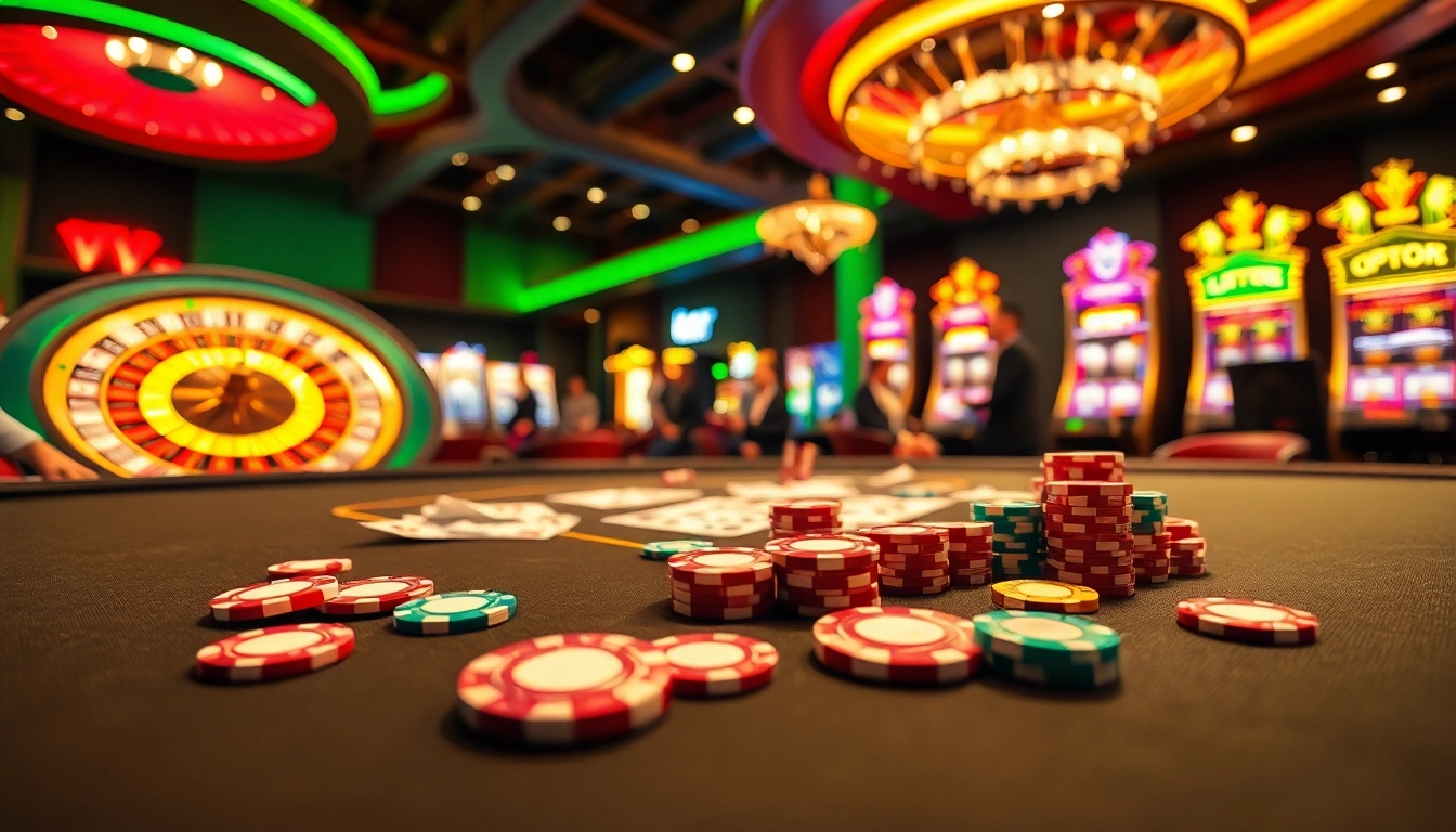 Experience the thrill of winning at 6L777 with vibrant casino tables and slot machines.