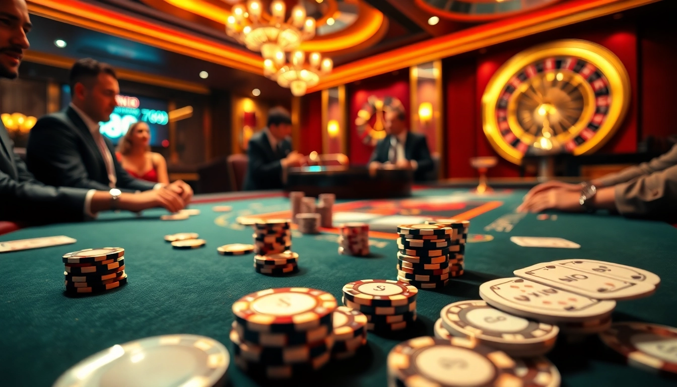 Players strategizing at a thrilling 789p blackjack table in a luxurious casino setting.